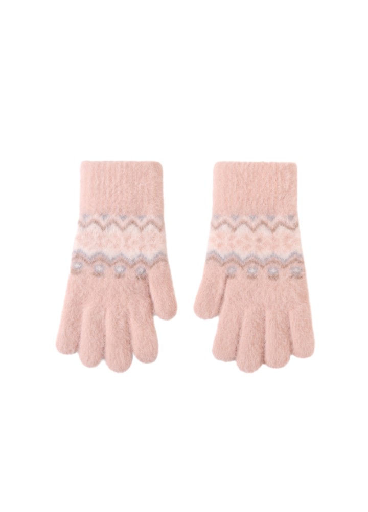 Pink Knitted Warm Gloves