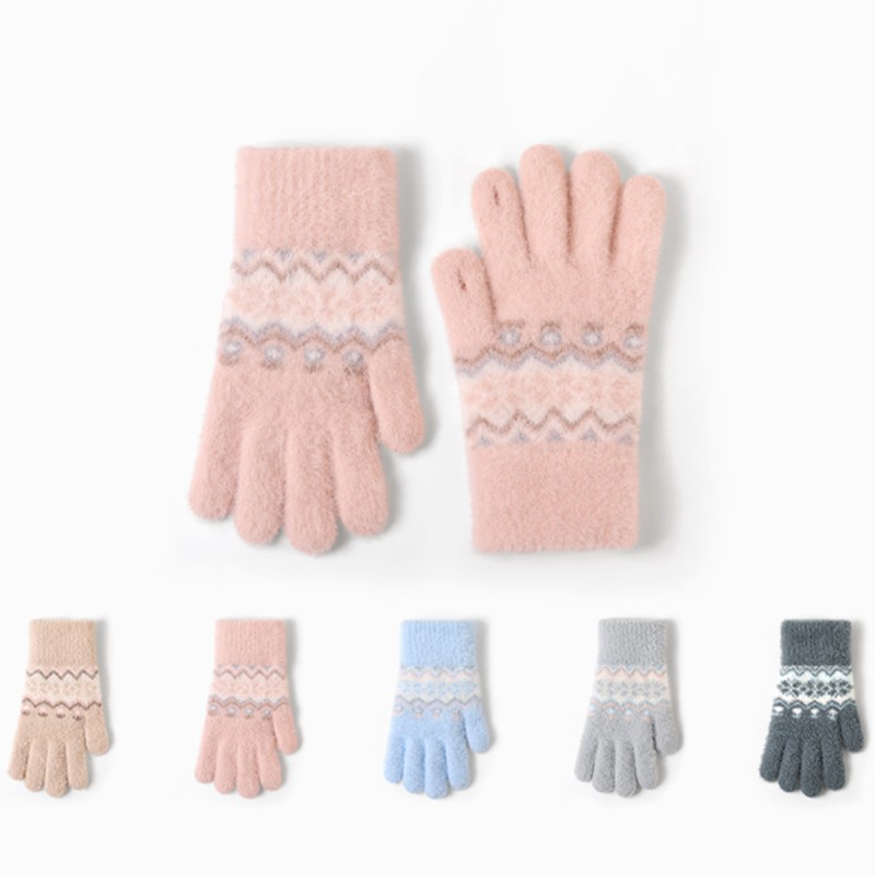 Pink Knitted Warm Gloves
