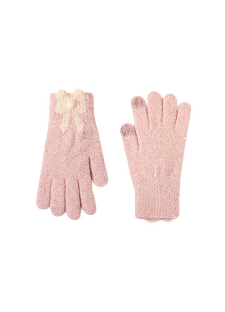 Pink Bow Tie Warm Gloves