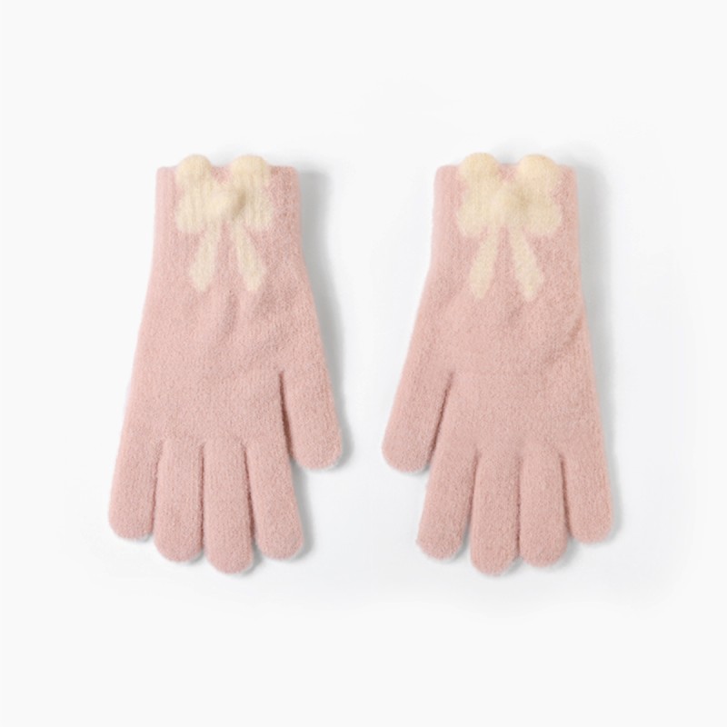 Pink Bow Tie Warm Gloves