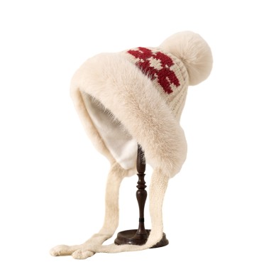 Floral Knit Earflap Hat