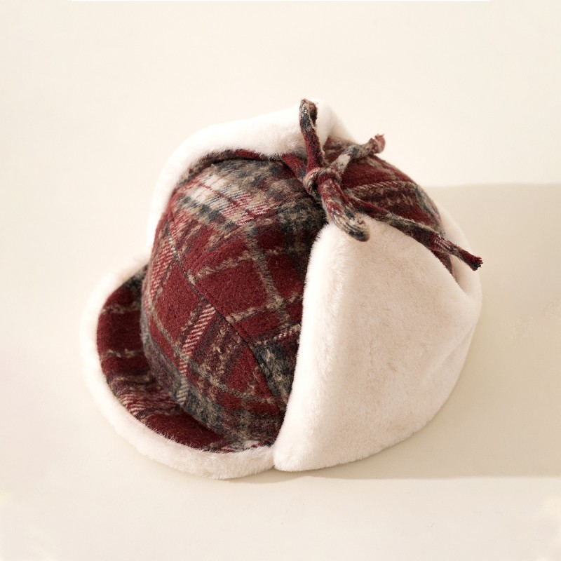 Fleece lined Checkered Earflap Hat Fleece lined Checkered Earflap Hat