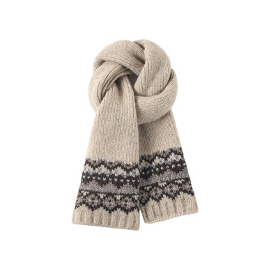 Fair Isle Style Knitted Wool Scarf