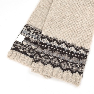 Fair Isle Style Knitted Wool Scarf