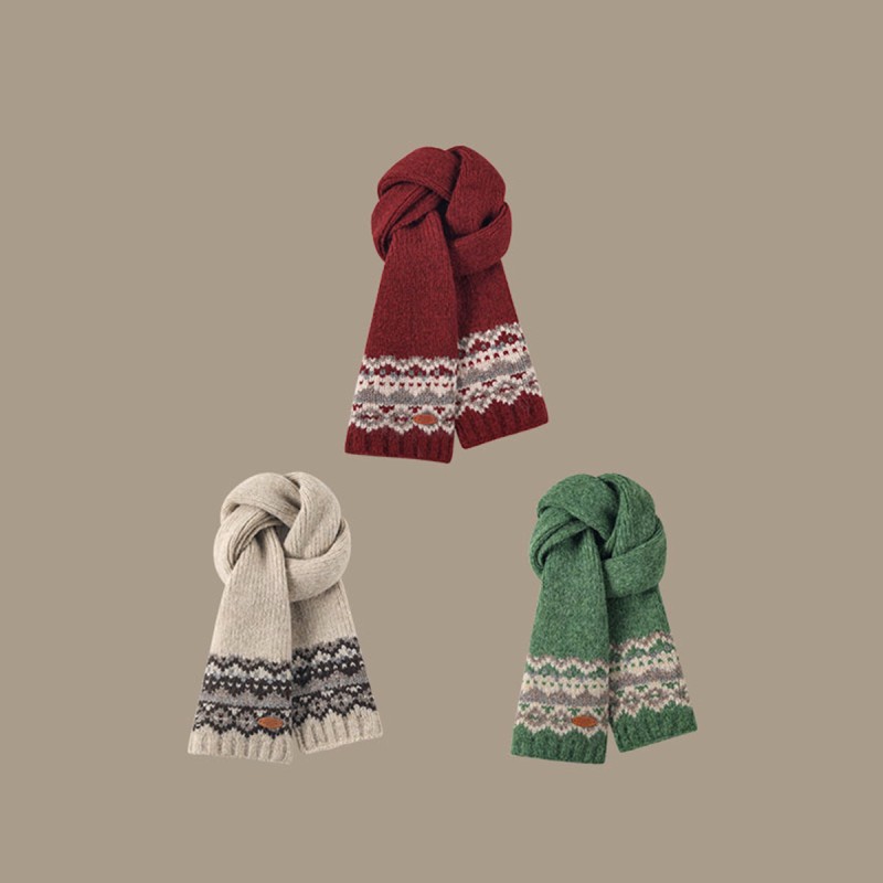 Fair Isle Style Knitted Wool Scarf Fair Isle Style Knitted Wool Scarf