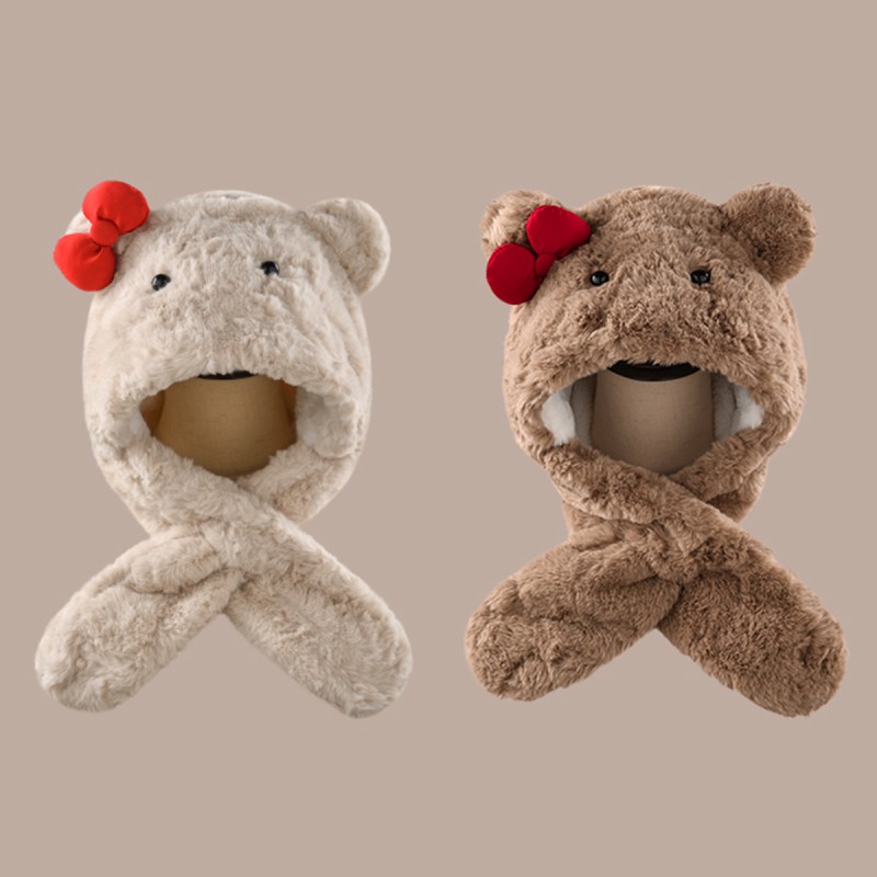 Bow Tie Bear Hat and Scarf Set