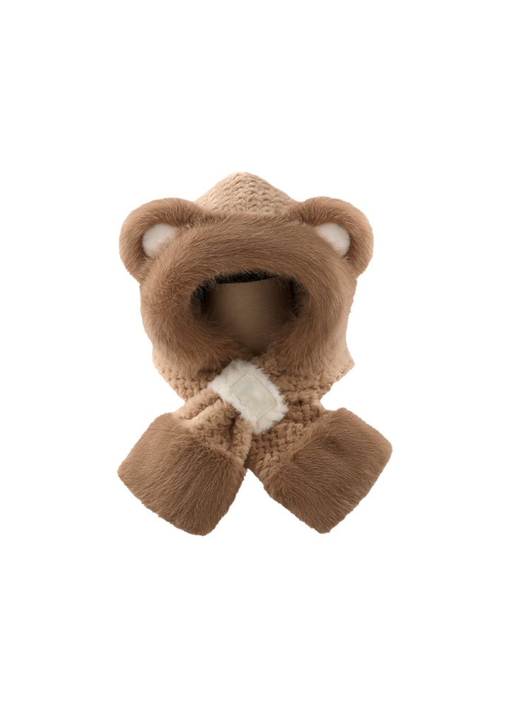 Color Blocked Plush Hat and Scarf Combo