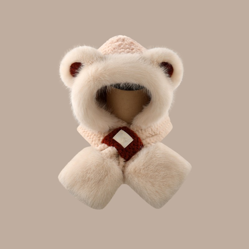 Color Blocked Plush Hat and Scarf Combo