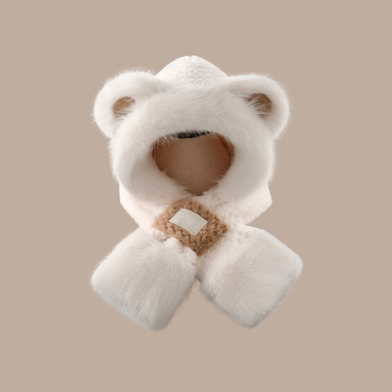 Color Blocked Plush Hat and Scarf Combo