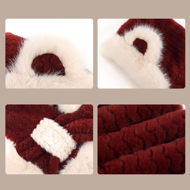 Color Blocked Plush Hat and Scarf Combo