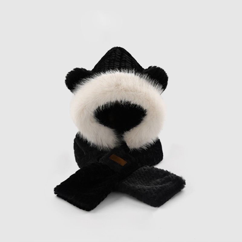 Men's Bear Hat and Scarf Set
