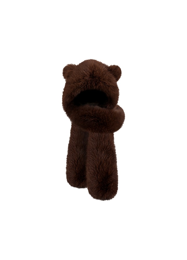 Casual Bear Ear Hat and Scarf Combo
