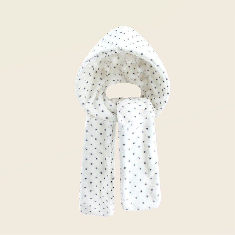 Plush Polka Dot Hooded Scarf Combo Plush Polka Dot Hooded Scarf Combo