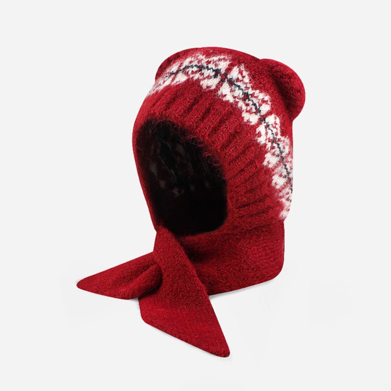 Wool Blend Hooded Scarf Set