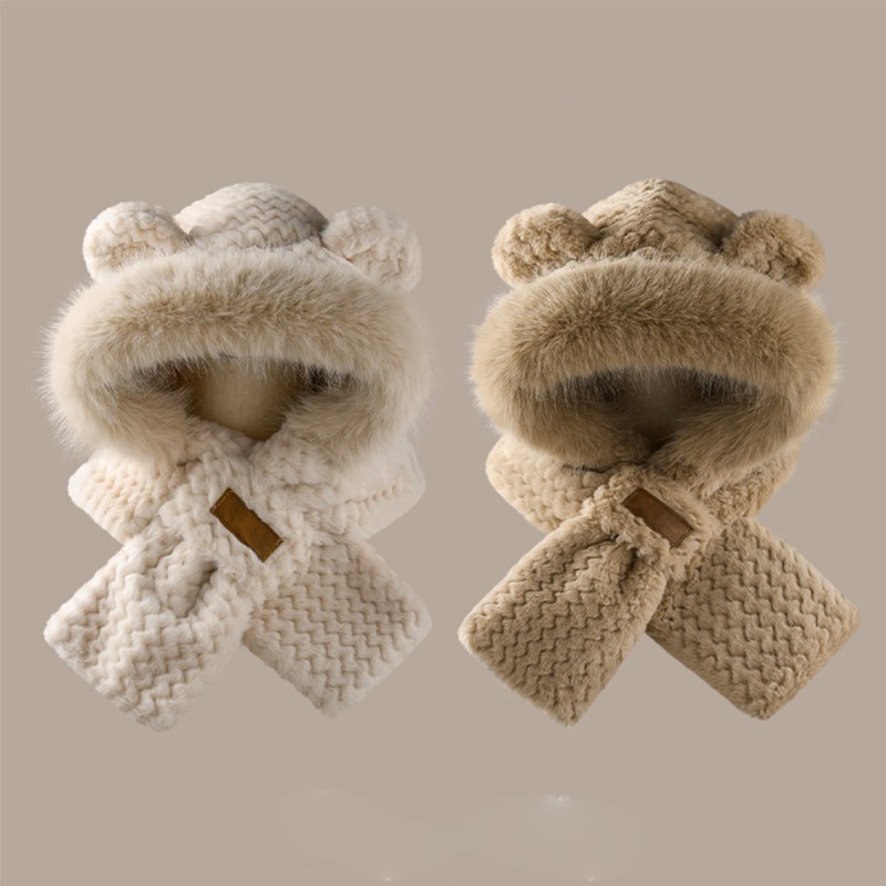 Warm Bear Hat and Scarf Combo