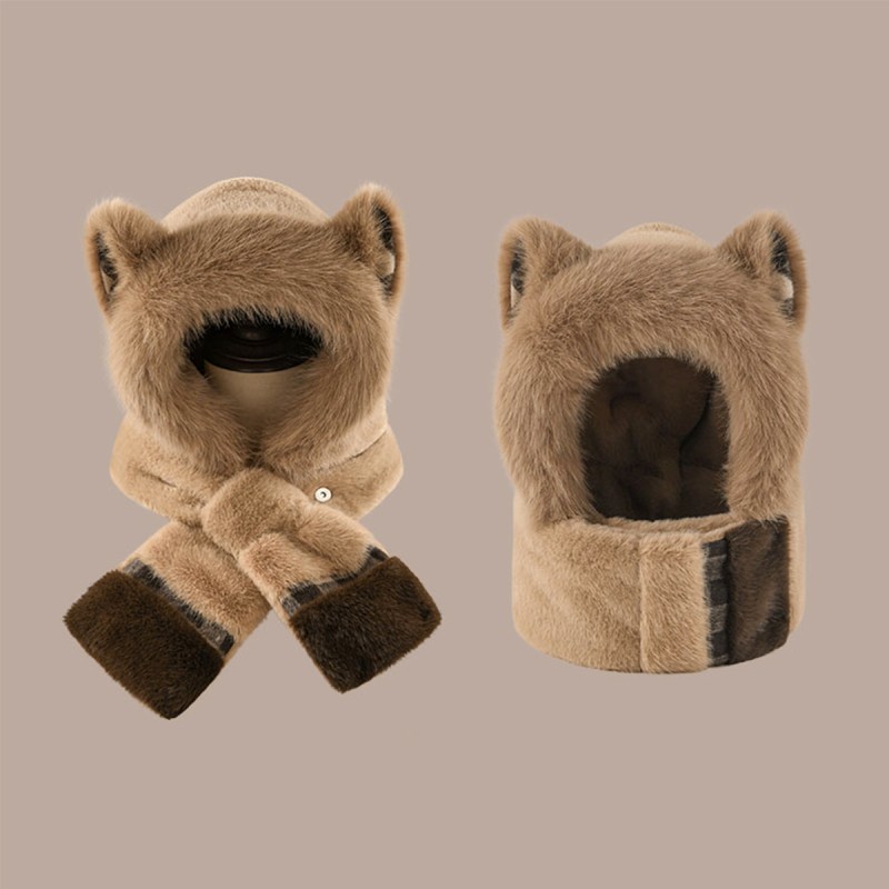 Fox Ear Hat and Scarf Combo