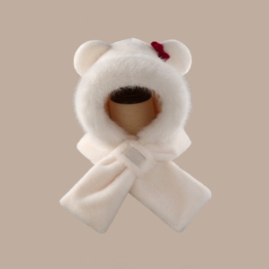 Thickened Bear Ear Hat and Scarf Combo