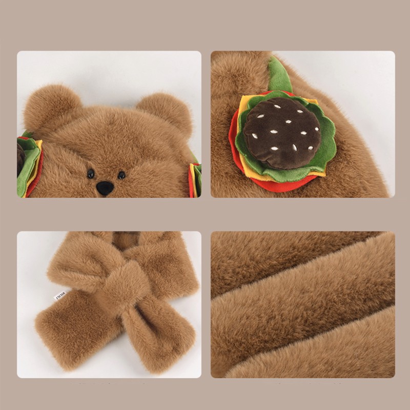 Hamburger Bear Hat and Scarf Set