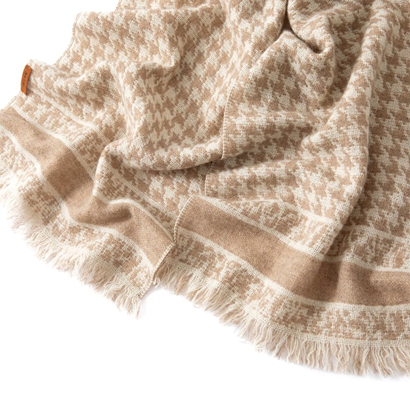 Houndstooth Woven Cashmere Scarf