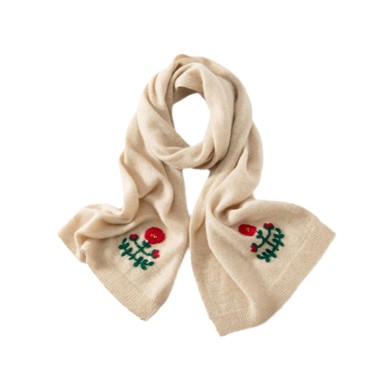Embroidered Floral Cashmere Scarf