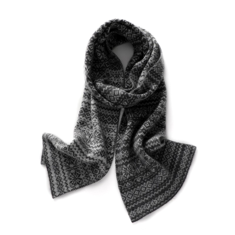Double Sided Geometric Jacquard Cashmere Scarf