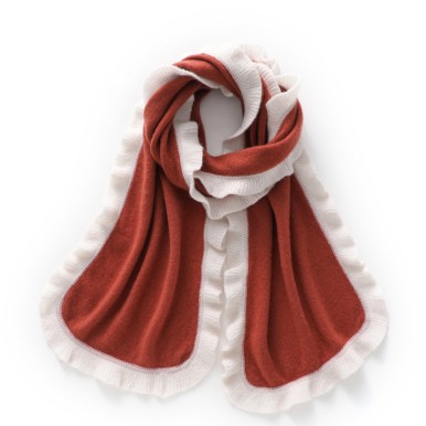 Color Blocked Ruffled Knit Scarf
