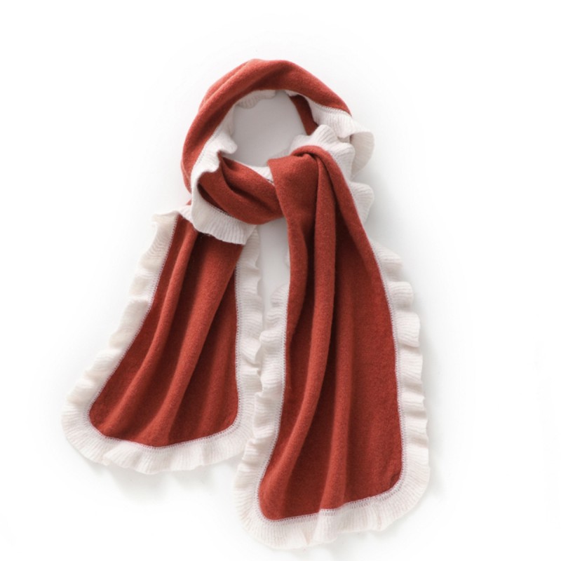 Color Blocked Ruffled Knit Scarf