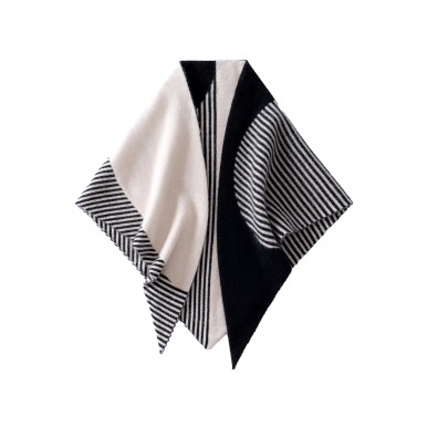 Triangular Color Blocked Striped Shawl