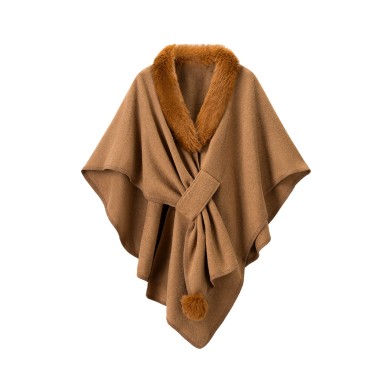 Warm Fur Collar Shawl