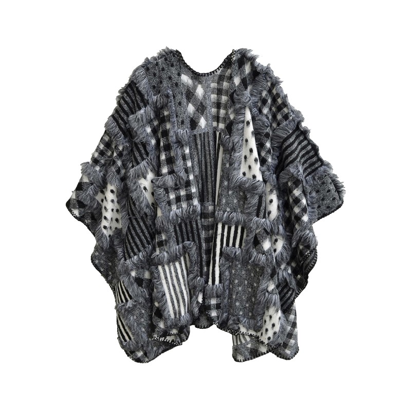 Fur lined Knit Shawl